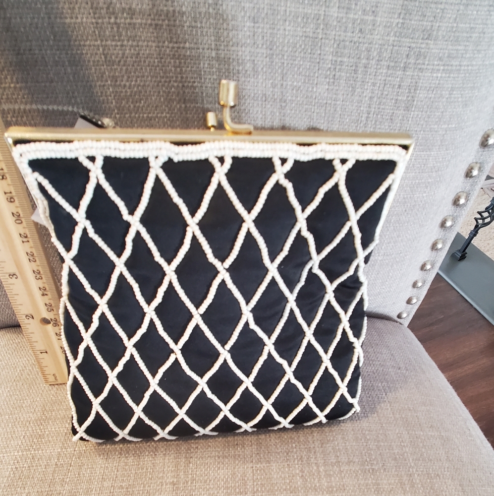 Black beaded evening bag